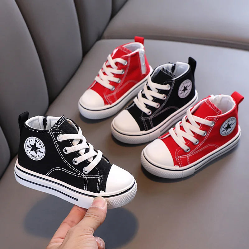 Children's Mid-Top Canvas Shoes Soft Bottom Comfortable Casual Children's Shoes Boys and Girls Non-slip Breathable Board Shoes