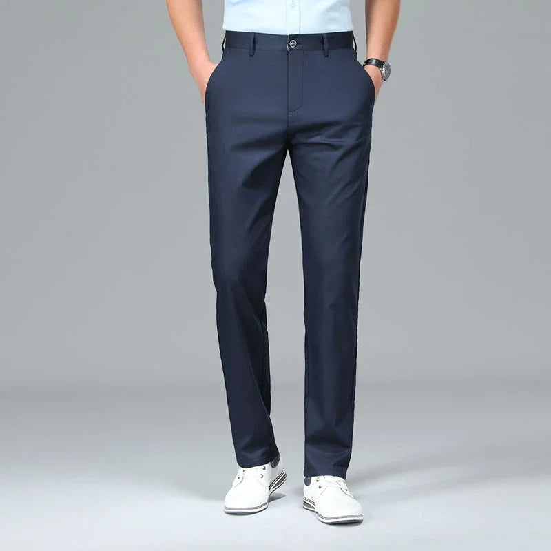 Bamboo Fiber Luxury Straight Pants Men Formal Suit Trouser