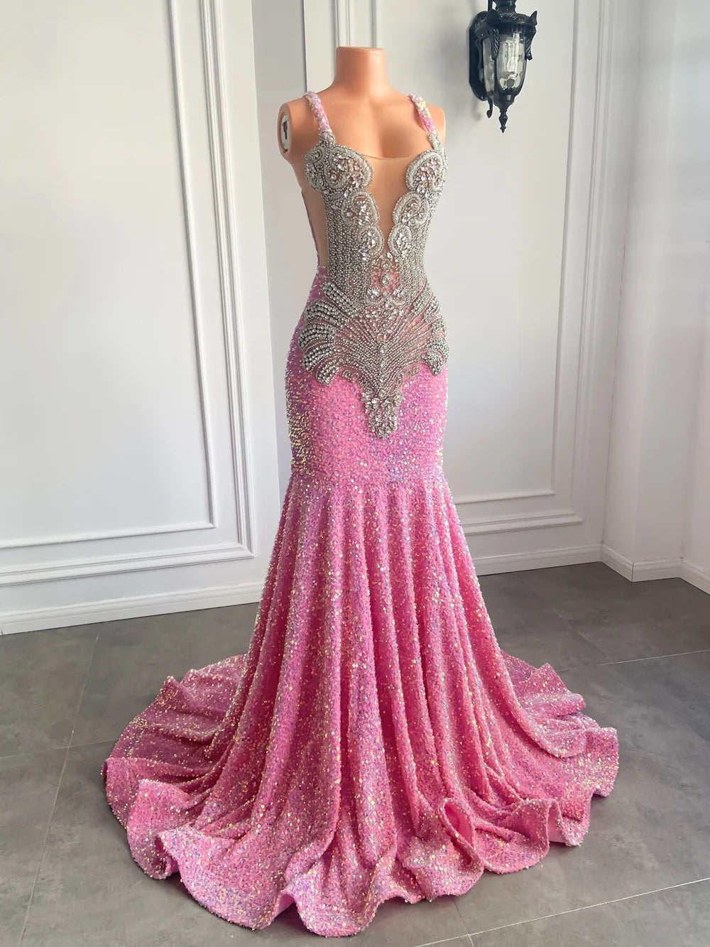 Gorgeous Long Prom Dresses Mermaid Style Luxury Sparkly Silver