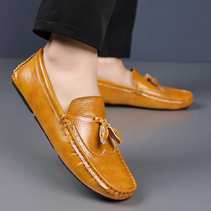 2024 Leather Men Footwear Slip on Man Shoes High Quality Wedding Party Mens Casual Shoes Breath Driving Lazy Loafers Moccasins