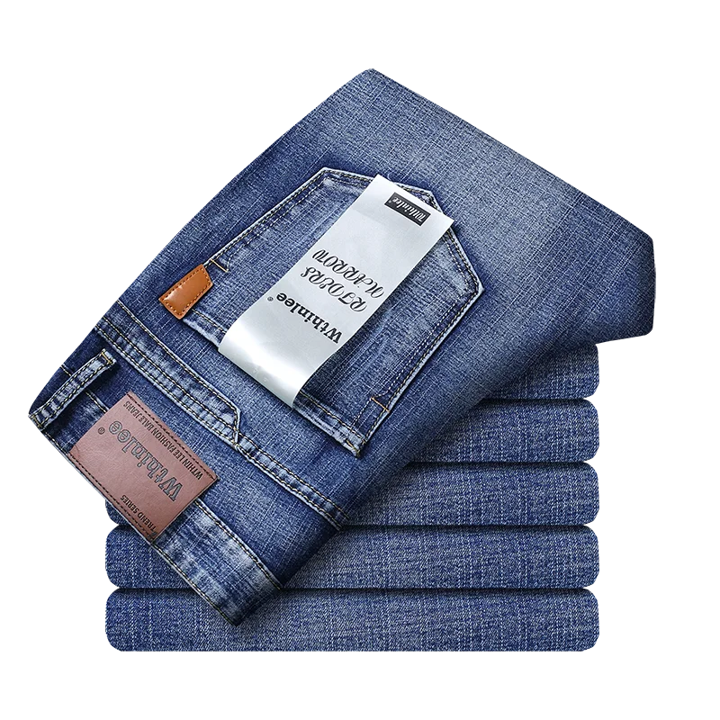 Spring Autumn 2025 Men's Smart Jeans Business Fashion Straight Regular Blue Stretch Denim Trousers Classic Men Plus Size 28-40