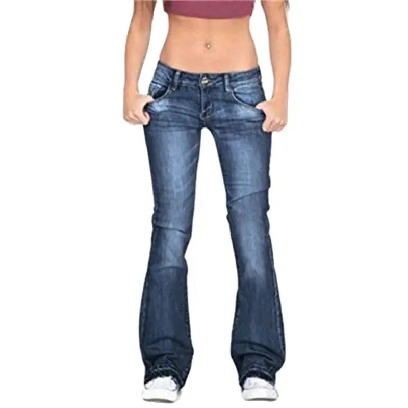 2024 Vintage Mid Waist Washed Jeans Women New Slim Fit Micro Flared Trousers Casual Commuter Female Denim Pants Trend Streetwear