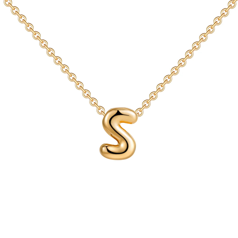 Dainty Mini Bubble Letter Necklace for Women