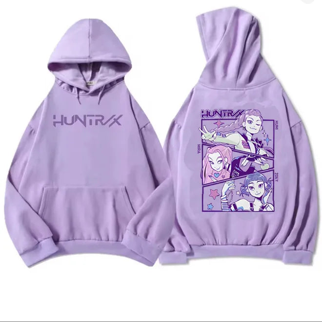 Men Women Hoodies KPop Demon Hunters Graphic Sweatshirts Fleece Warm Hooded Pullovers 2025 Fashion Male Sudadera Print Top