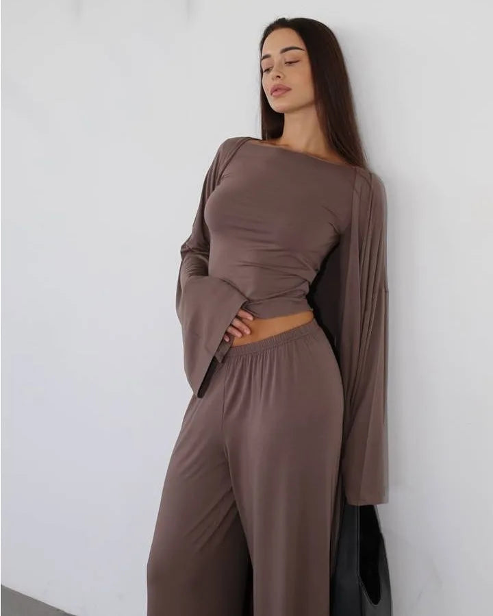 Elegant Solid Pants Set For Women