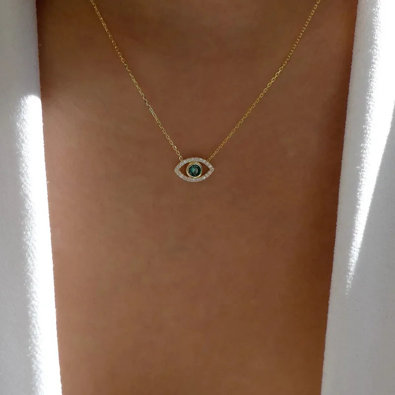 Lucky Double Layer Palm Evil Eyes Pendant Necklace for Women