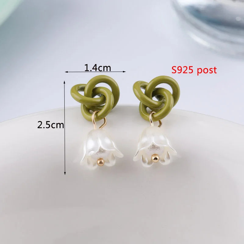 Green Color Crystal Dangle Earrings for Women