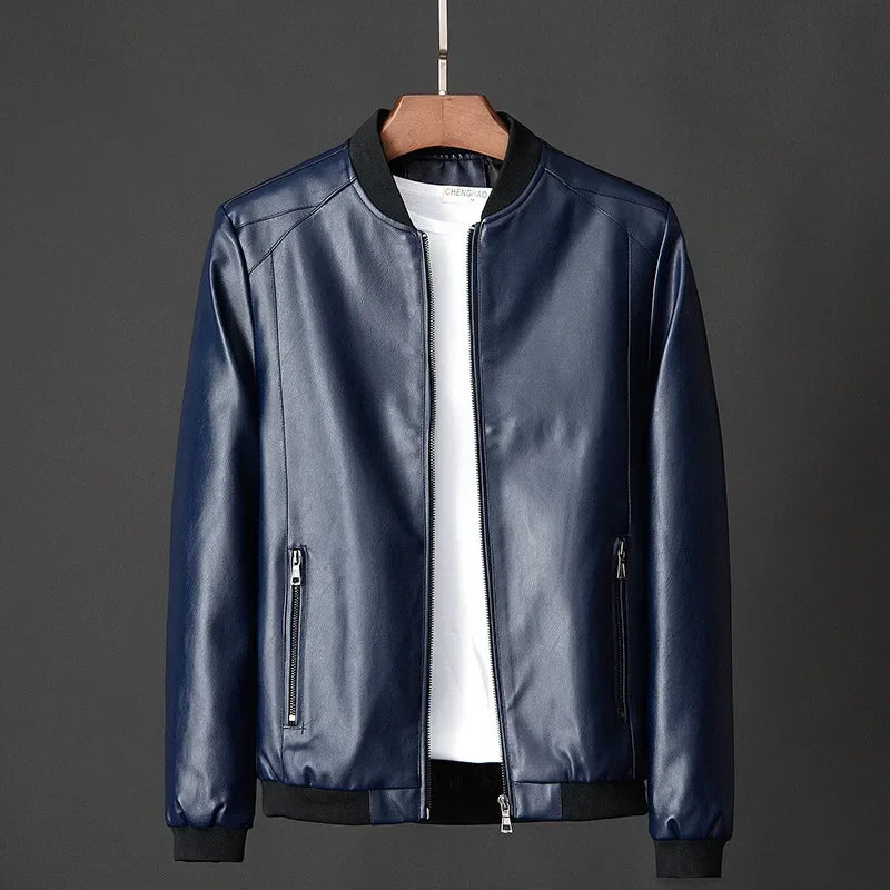 Nouvelle collection Automne 2024 - Blouson Biker en Cuir PU Noir pour Homme - Veste Coréenne Tendance - Coupe Slim Décontractée - Tailles jusqu'à 8XL