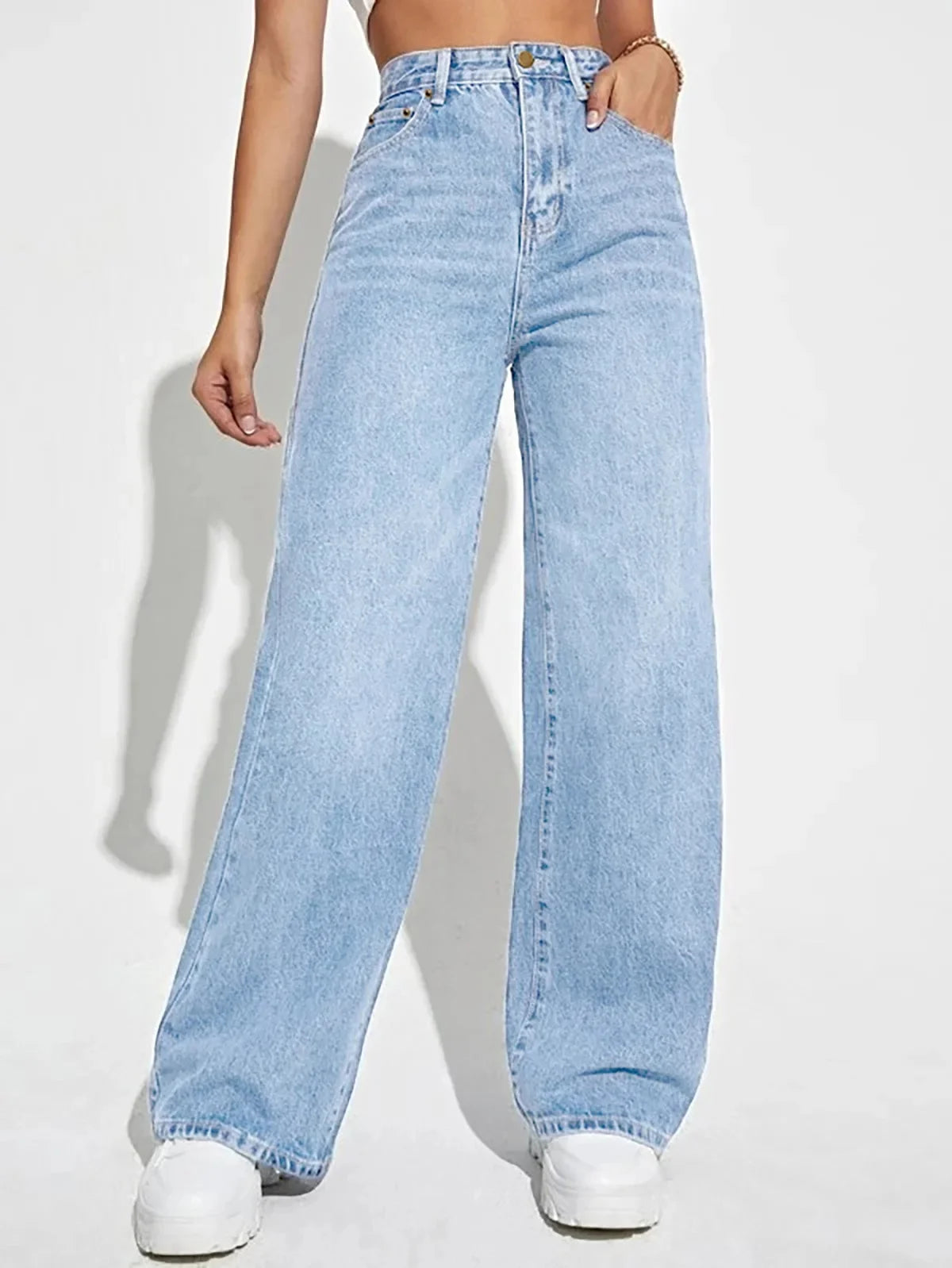 2024 New Trendy Straight-Leg Jeans From Amazon Fast Sales Cross-Border European And American Market Waist Slim Fit Denim Pants