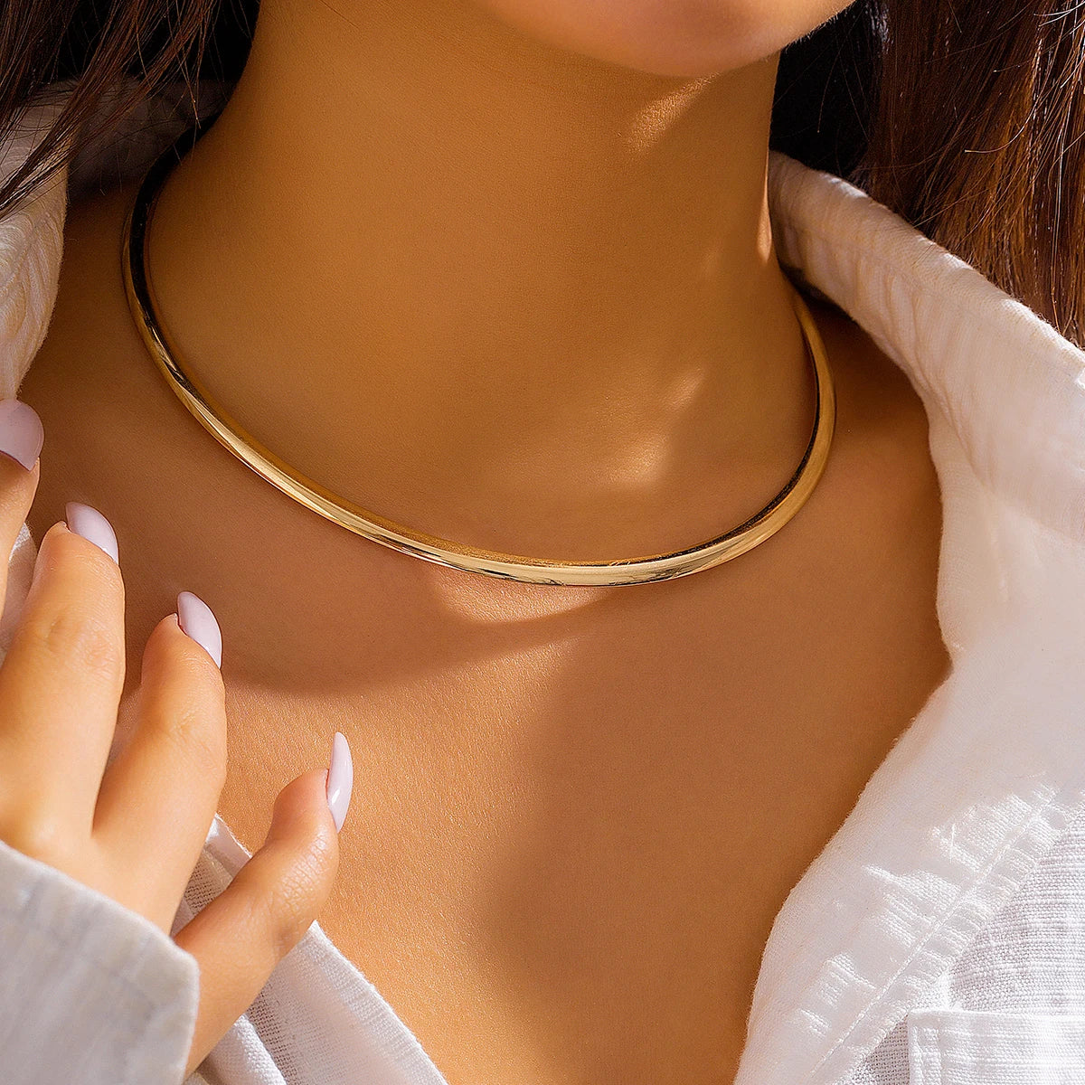 Vintage Iron Metal Torques Choker Necklace for Women