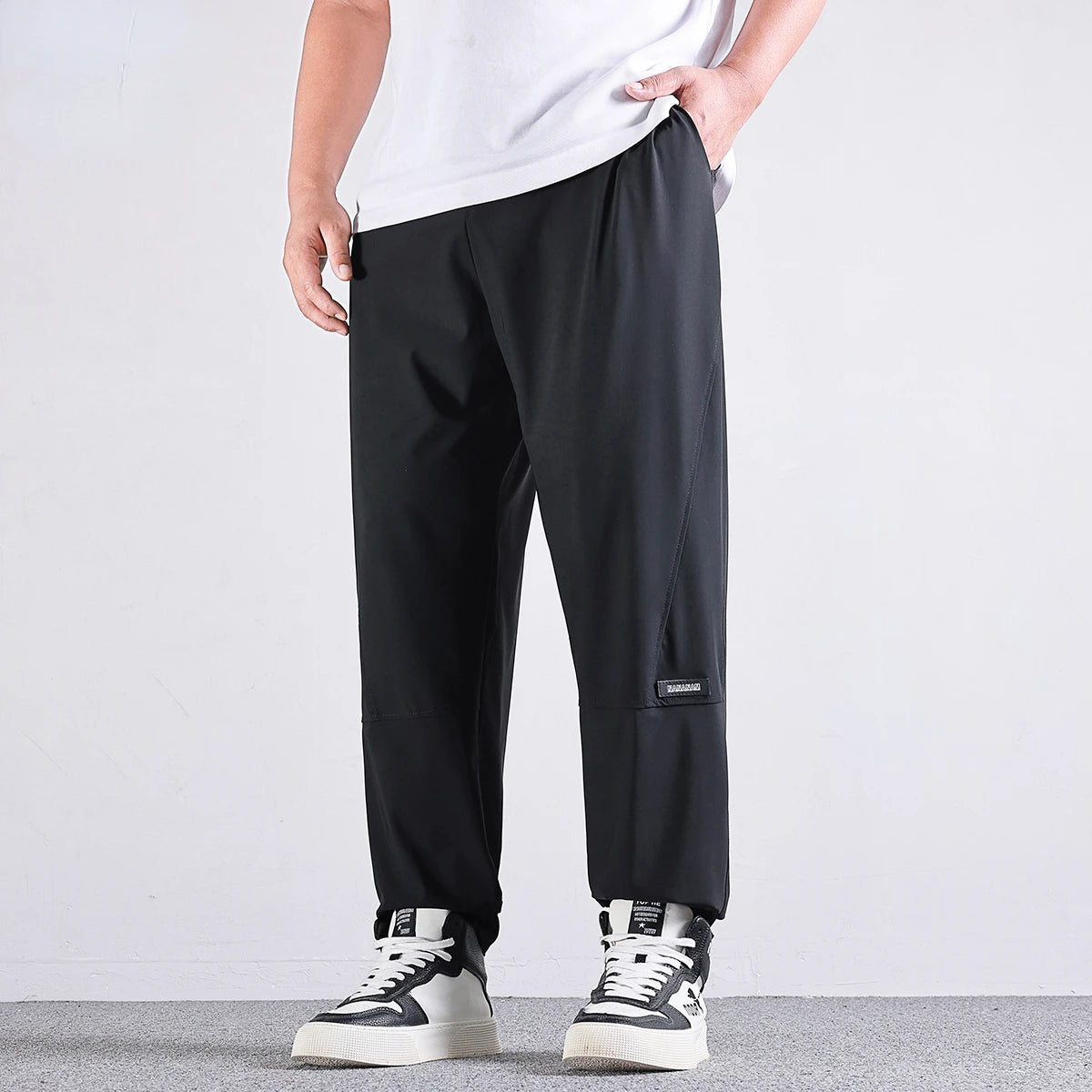 Men High Elastic Sweatpants Gym Joggers Large Size Trousers Pants