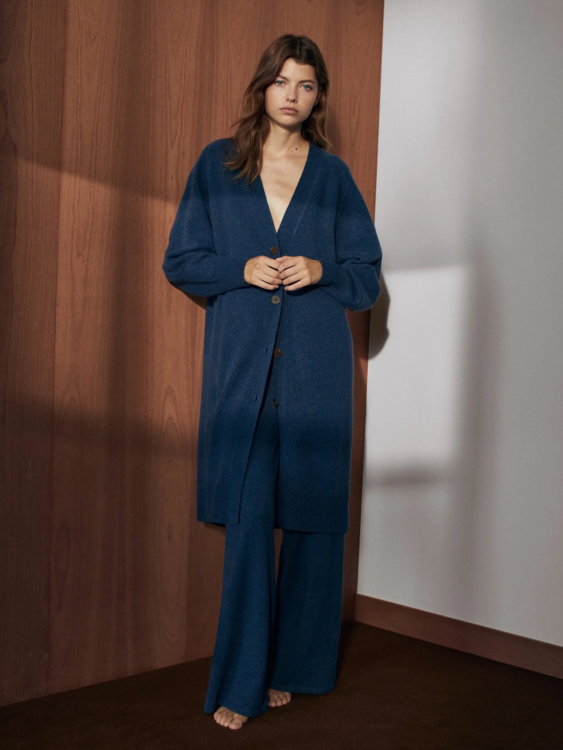 Flowy knit casual pants for women