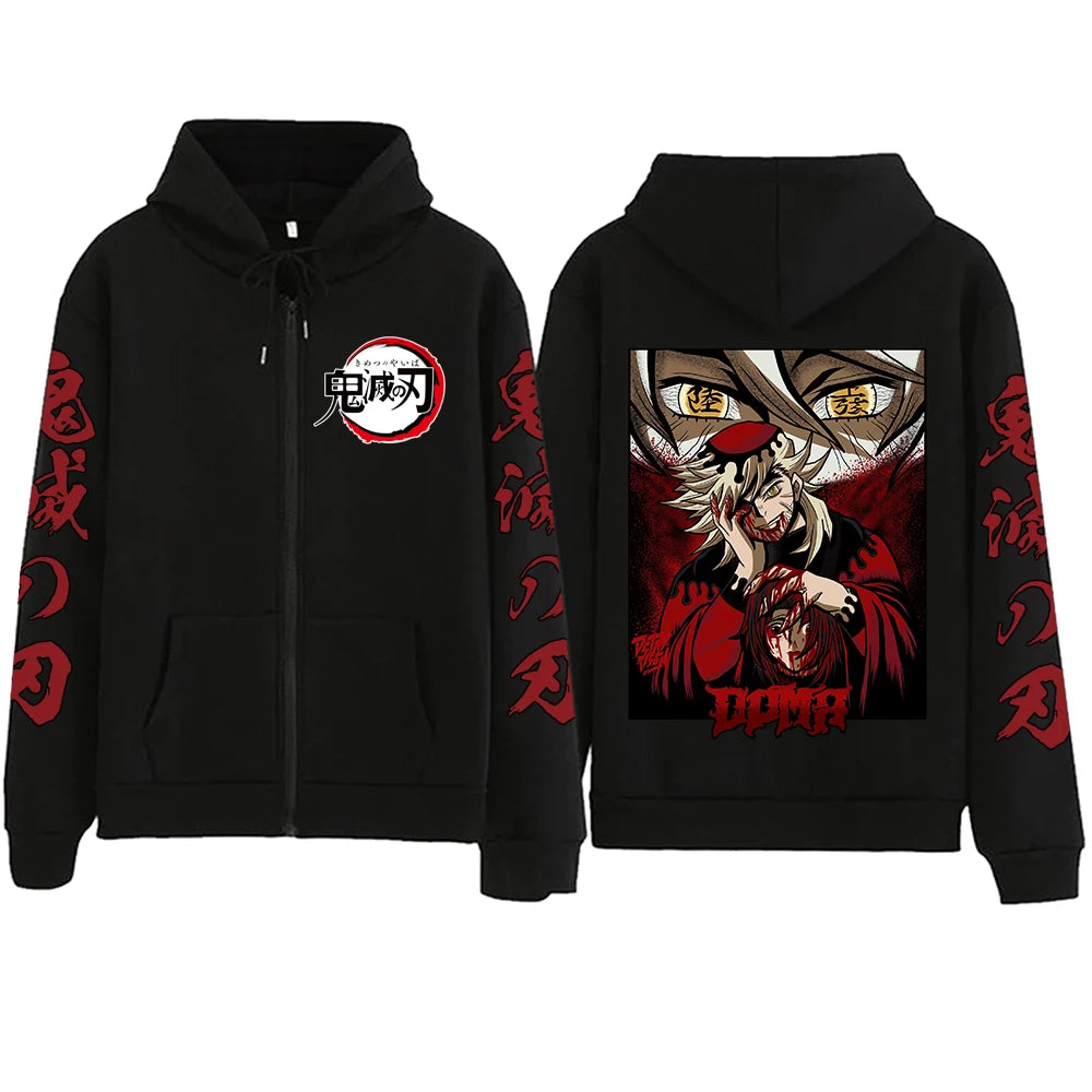 Douma Demon Slayer Anime Graphic Zip Up Hoodies