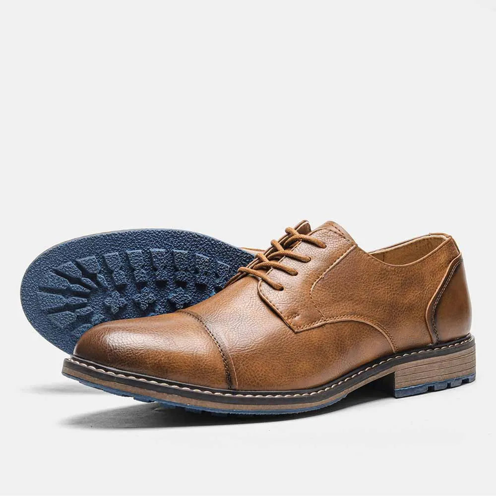 2025 New Casual shoes Retro Men's Derby Shoes Men Fashion Leather Shoes