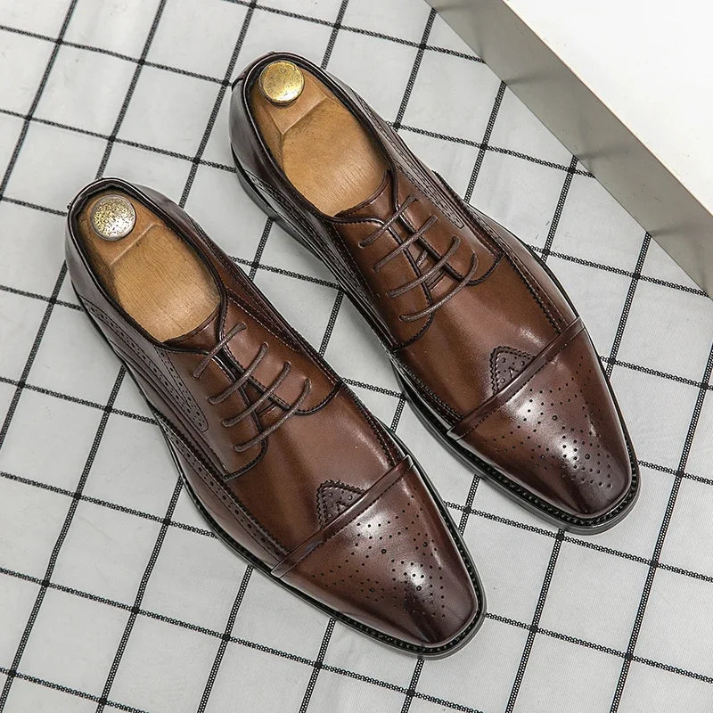 2025 High Quality Handmade Oxford Dress Shoes Men Genuine Cow Leather Suit Shoes Footwear Wedding Formal Italian Shoes Casual