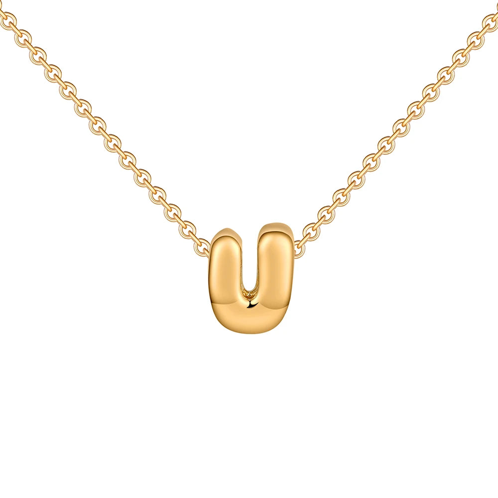 Dainty Mini Bubble Letter Necklace for Women