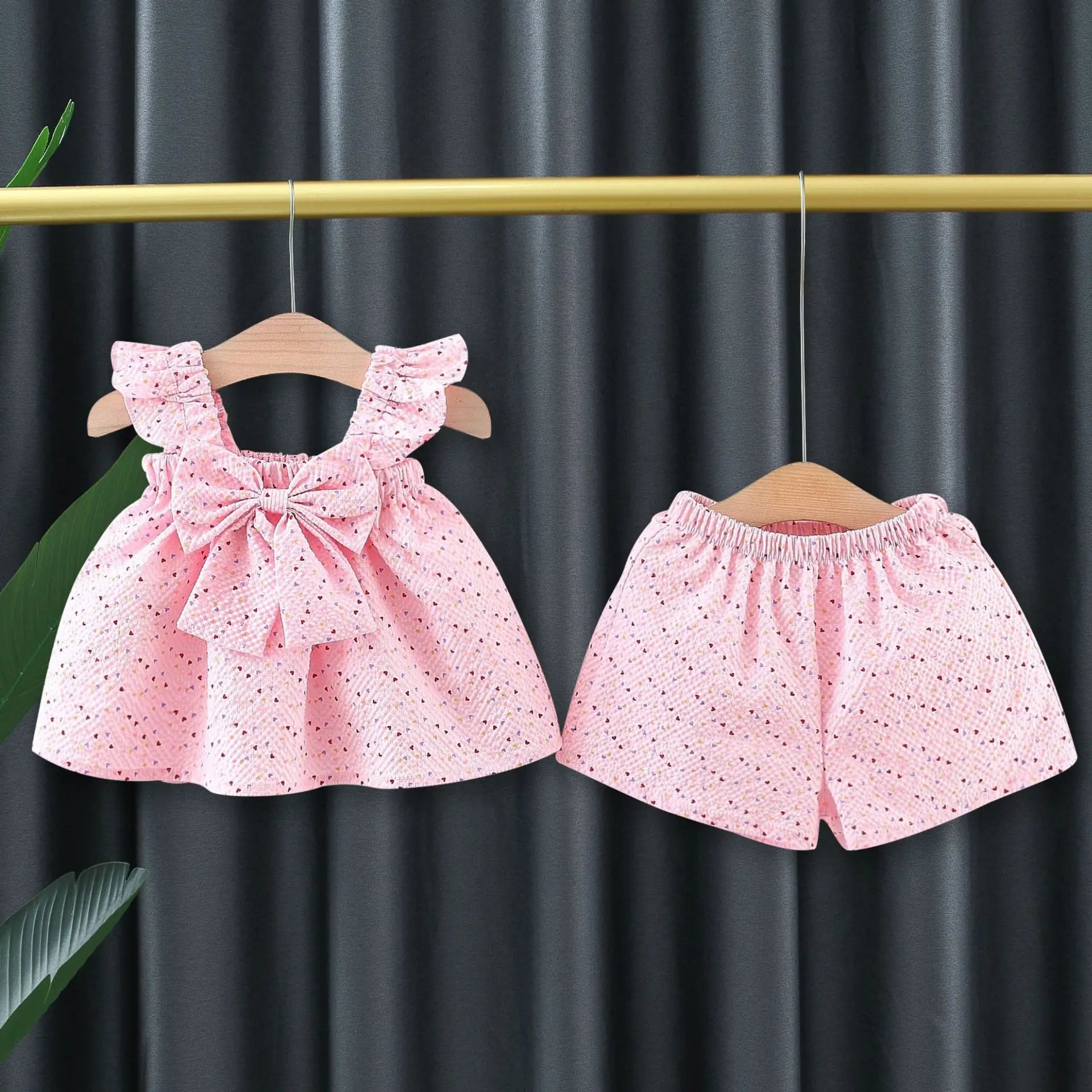Flying Sleeve Top Short Sleeve Set For Kids