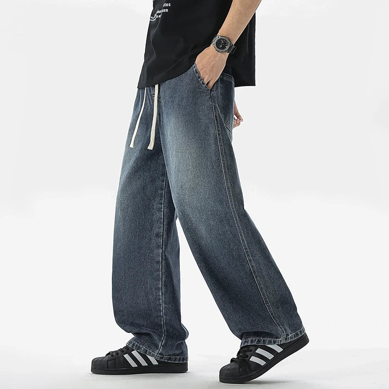 Men's Jeans American Loose Wide-leg Loose Straight Casual Trousers Street Hip-hop Baggy Jeans Black Grey  Blue Streetwear Men