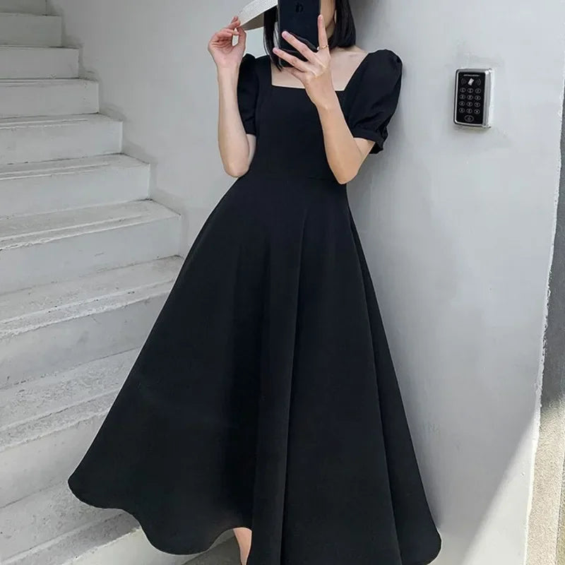 2023 Summer New Solid Simple Ruched Elegant Skirt Dress