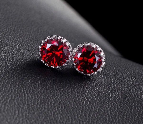 Vintage Gold Color Red Crystal Zircon Ear Earrings For Women