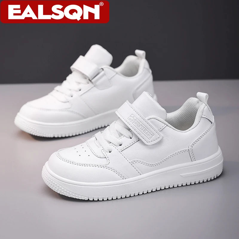 White Kids Sneakers Boys Sports Running Shoes Breathable Mesh Lightweight Comfortable Outdoor Tennis Casual Walking Shoes