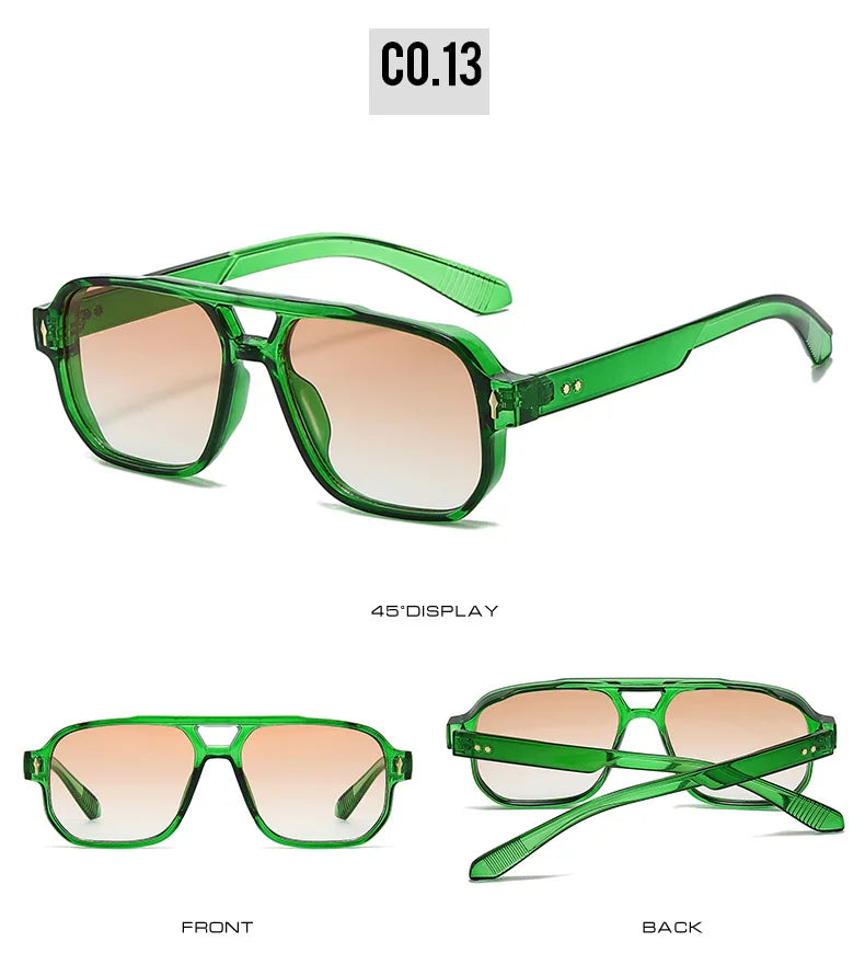 Fashion Square Sunglasses Women Men Driving Rivets Arrow Decoration Casual Travel Suitable for All Sun Glasses Uv400