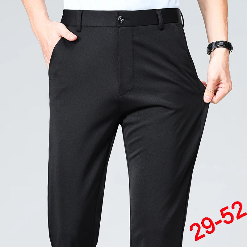 Plus Size Trousers Men Business Suit Pants Stretch Formal Dress Pants