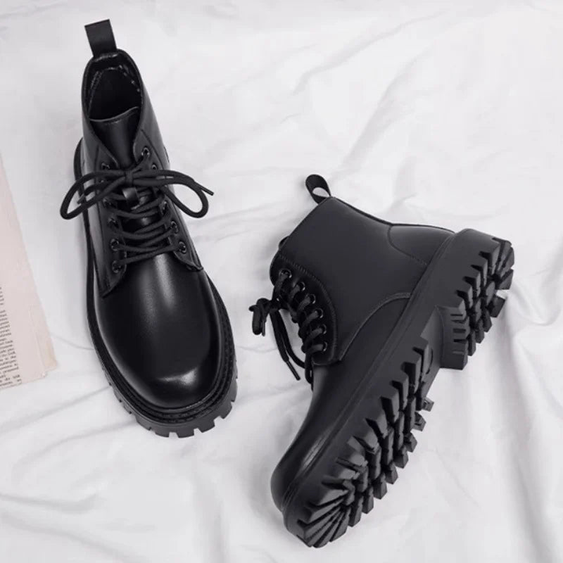 Black Men's Casual Leather Boots