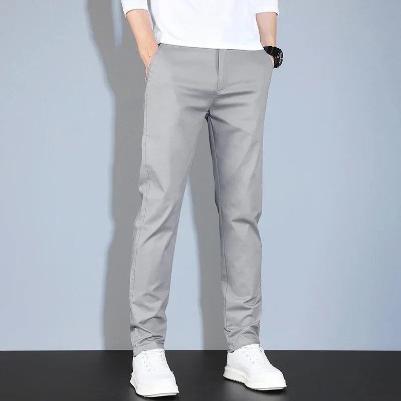 Men Soft Comfortable Khaki Ultra-thin Ice Silk Pants