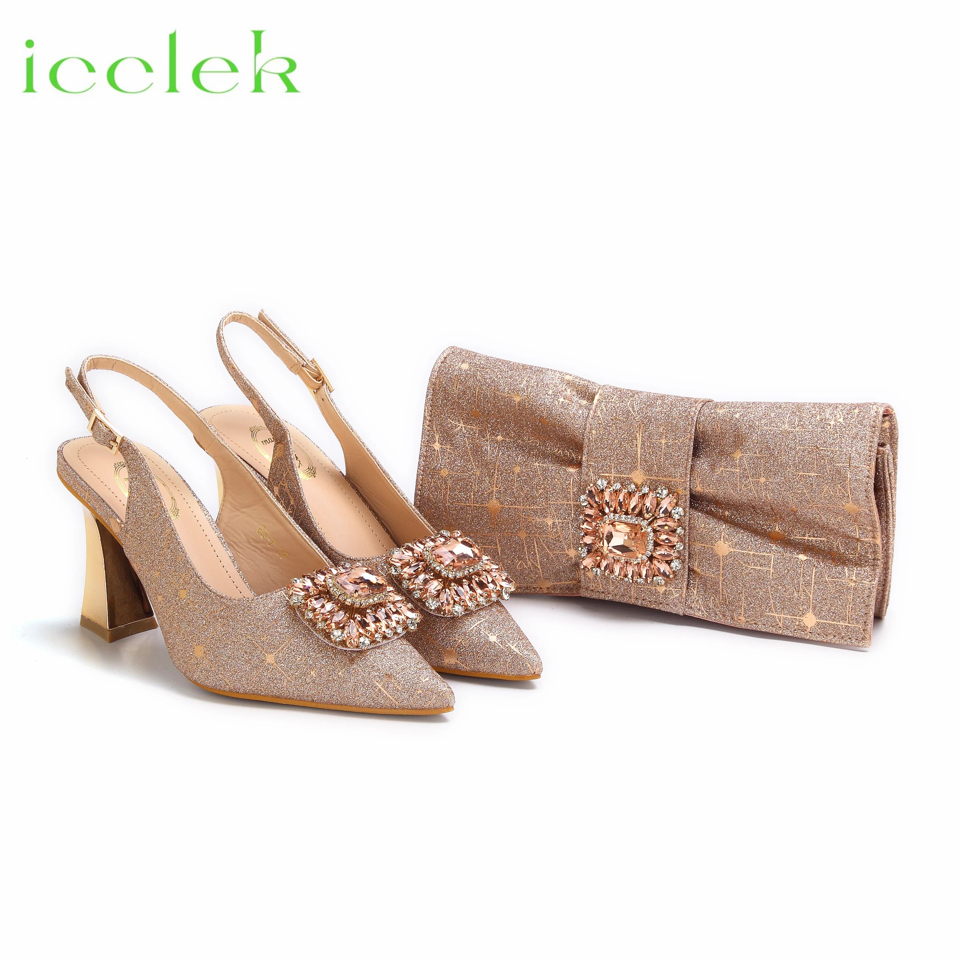Pointed Toe Women Sandals Shoes Matching Bag Set For Ladies
