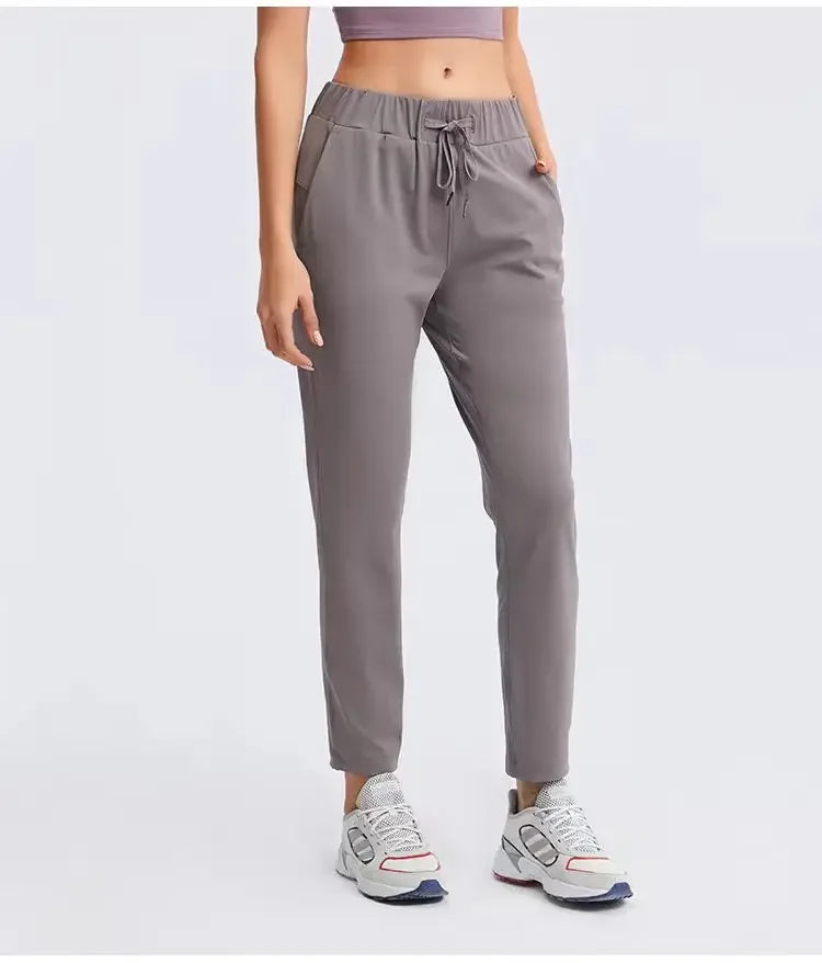 Lemon Women On The Fly Yoga Sport Pants Workout Running Leggings 4 Way Stretch Fabric with Side Pockets Outdoor Gym Trousers