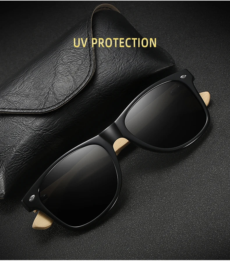 Fashion Bamboo Wood Vintage Square Sunglasses Men Women Luxury Brand Designer Sun Glasses Wooden Driving Fishing Eyewear