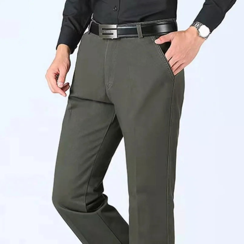 Cotton Straight Suit Pants Men's Loose Trousers