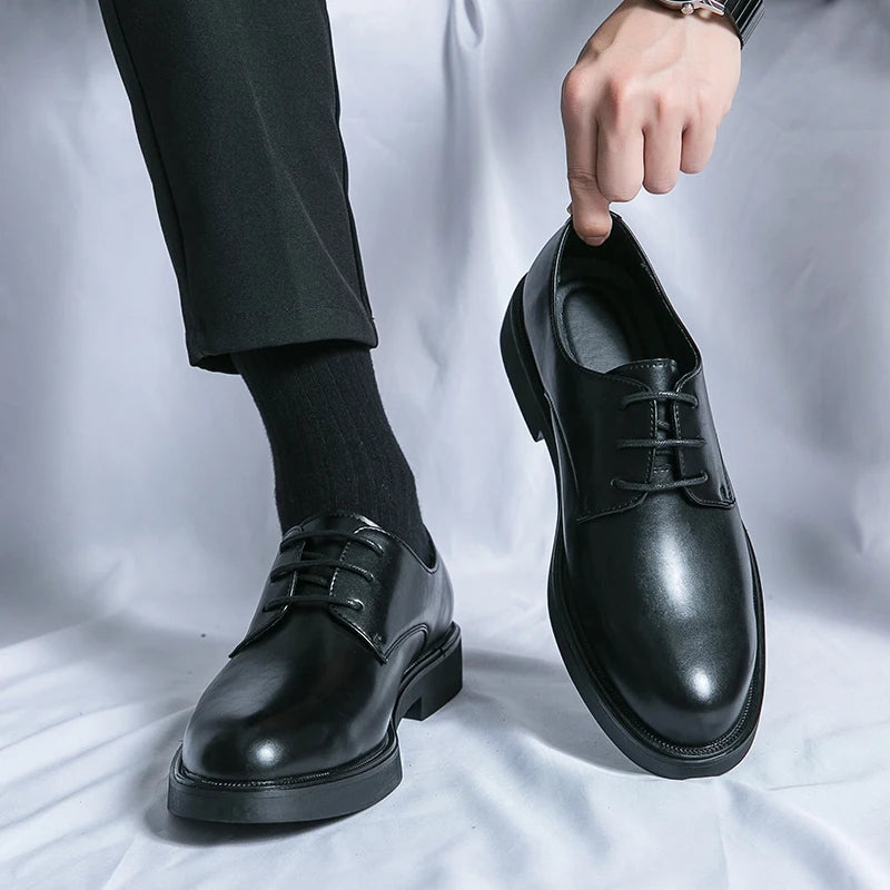 Classic Italy Pointed Toe Leather Shoes Men Luxury Oxfords Business Formal Office Men Shoes Boos Dress Men Black Wedding Shoes