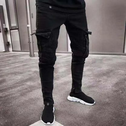 Slim Biker Men Ripped Long Denim Trousers Skinny Jeans