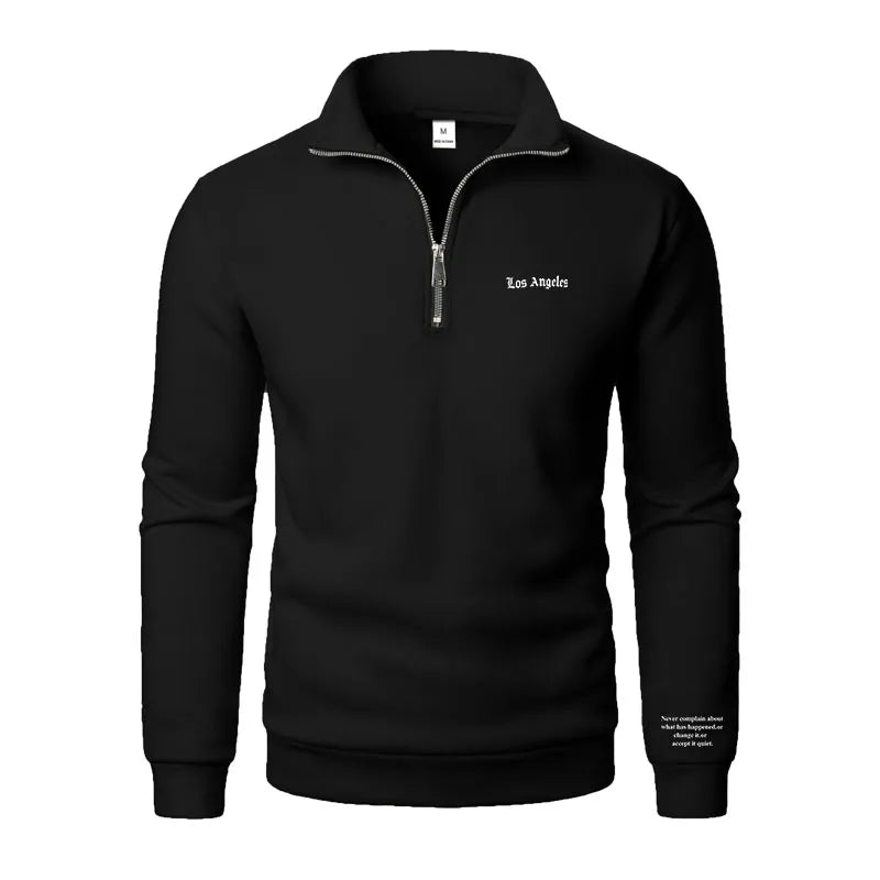 Spring and Autumn new casual half zipper stand up collar hoodie trend simple and loose oversized fleece men's hoodie