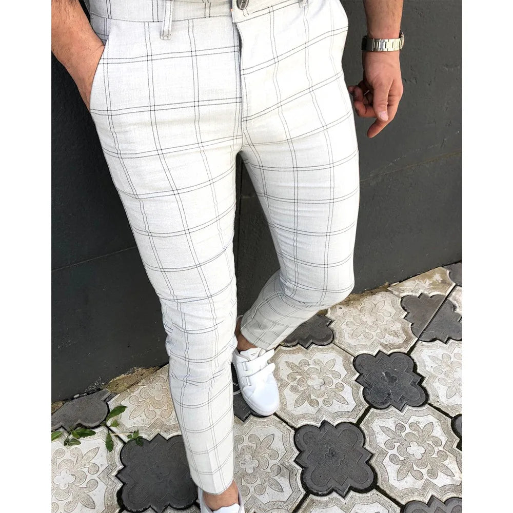 Plaid Fashion Men's Pants, Europe and the United States British Style Comfortable Casual Formal Pants, Hundreds of Suit Trousers