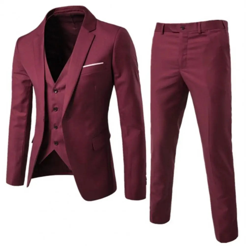 Men Three-piece Suit Elegant Formal Suit
