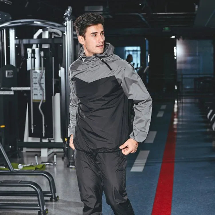 Sauna Suit Women Gym Clothing Set Men Pullover Hoodies Tops Running Fitness Exercise Sportswear Weight Loss Sweating Sports Suit