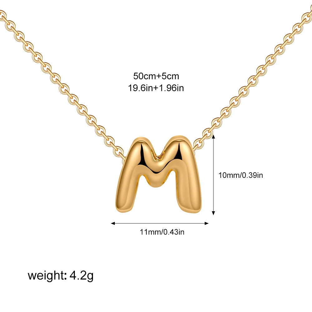 Bubble Initial A-Z Alphabet Mini Necklace for Women