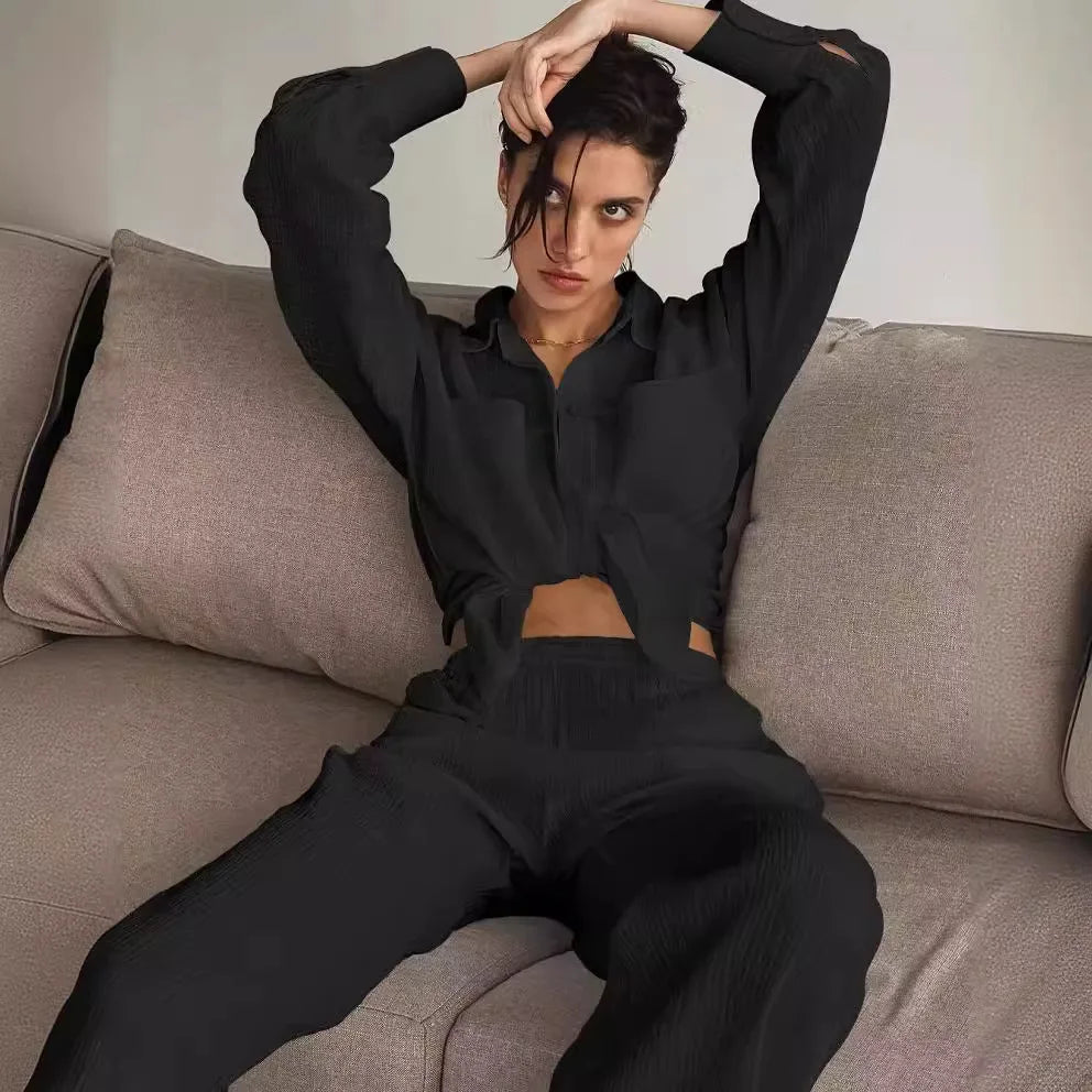 Pant Set with Pockets Long Sleeves for Women