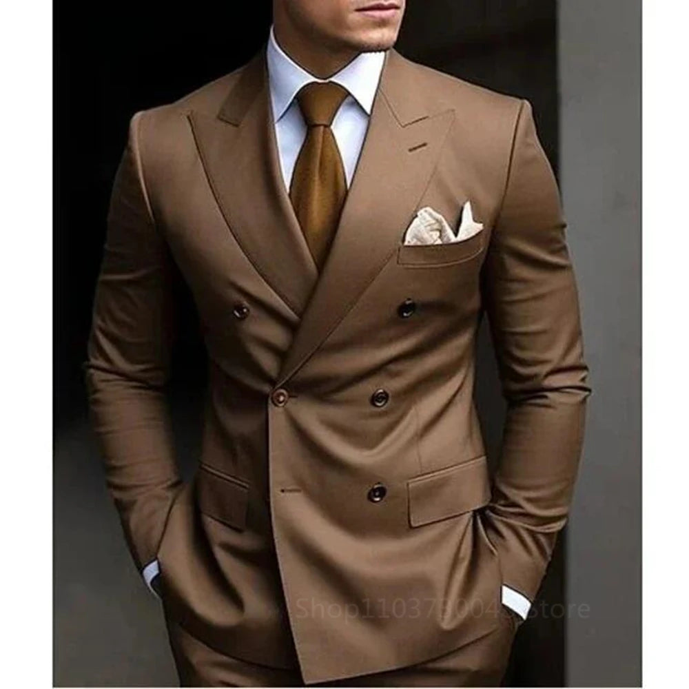 Solid 2 Pieces Men Suits