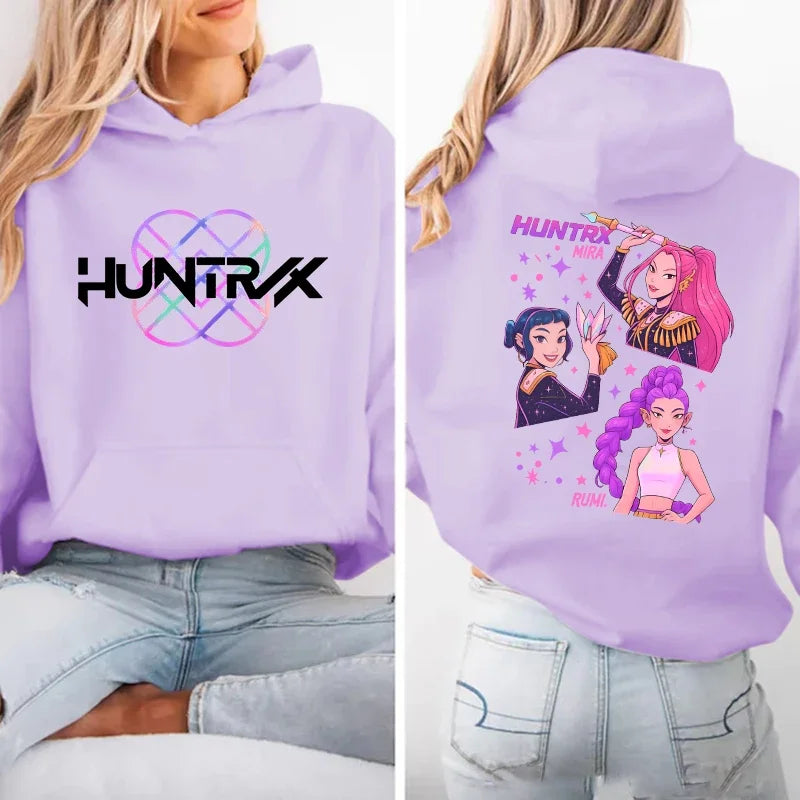 New Anime Kpop Demon Hunters Mira Rumi Zoey Hoodies Women Men Long Sleeve Sweatshirt Casual Loose Hoodies Fashion Pullovers Tops