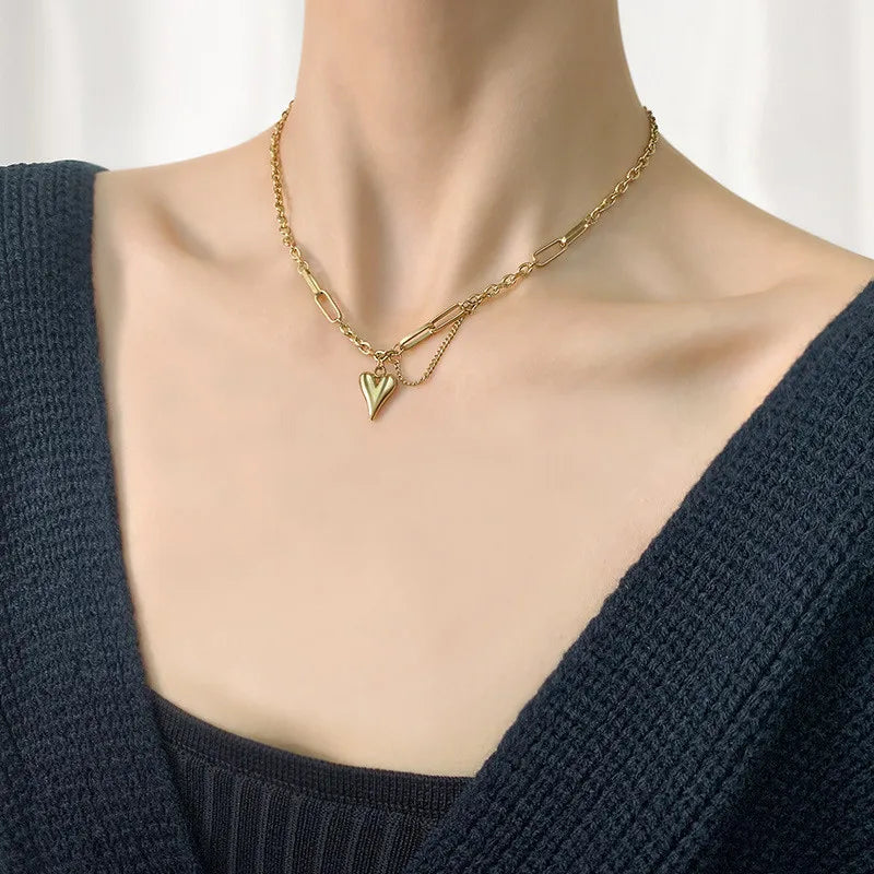 Black Square Pendant Double Layer Necklaces for Women