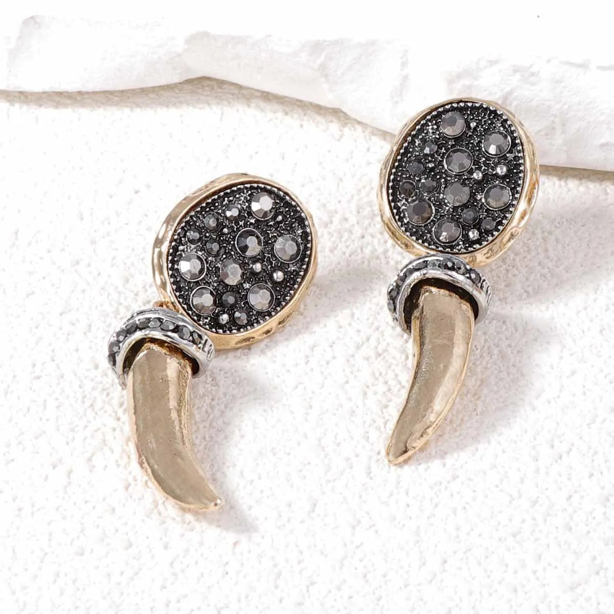 Vintage Women Jewelry Metal Horn Dangle Earrings
