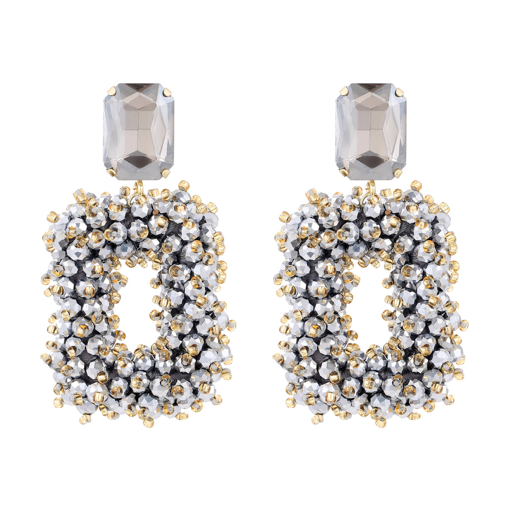 Square Crystal Drop Earrings for Women