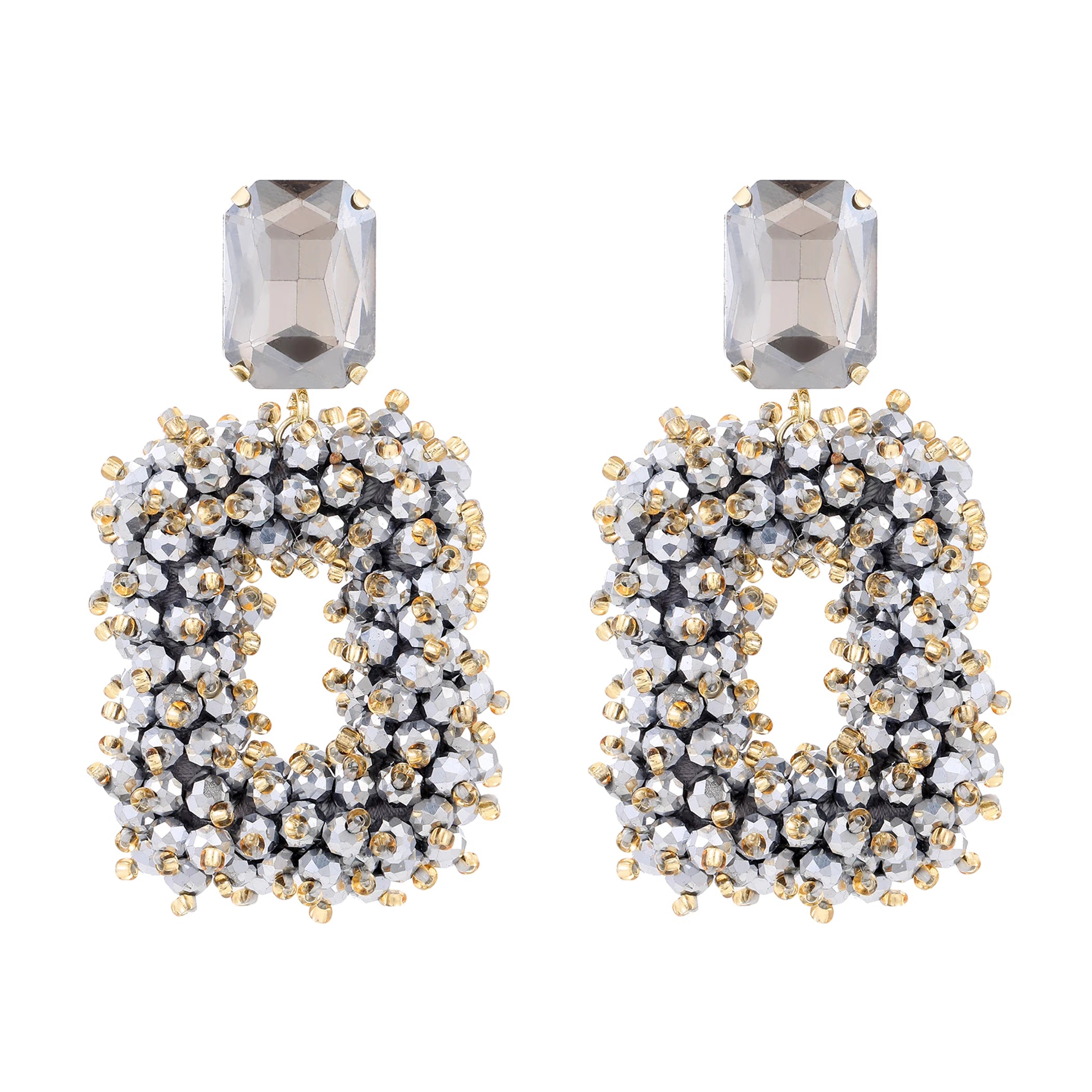 Square Crystal Drop Earrings for Women