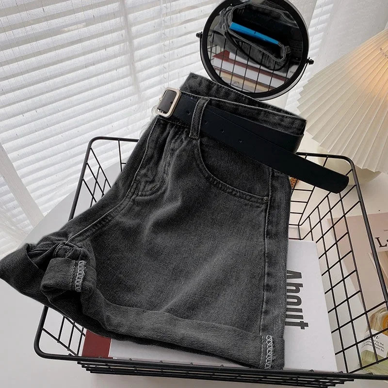 2021 New Women's Denim Shorts High-Waisted Summer Thin Loose-Fit Slimming Curved Legging A- Line Wide-Leg Trendy Jeans