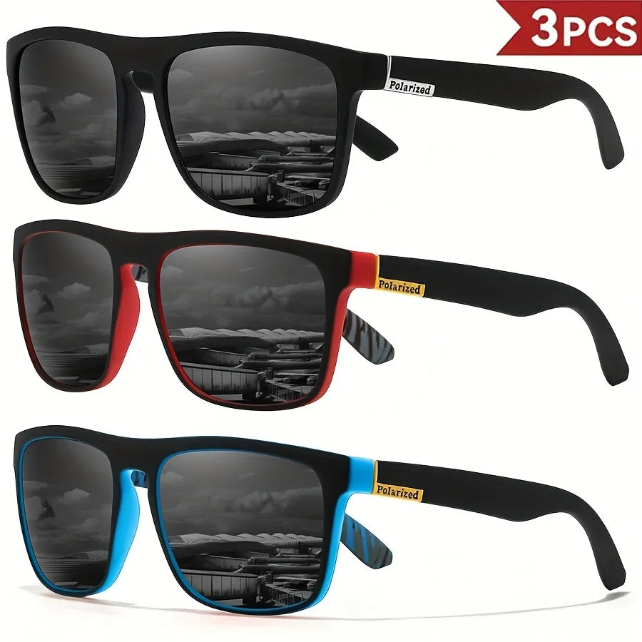 1-4 Paires de Lunettes de Soleil de Sport Polarisées Carrées Classiques pour Homme Monture Légère en PC Anti-UV400 pour Conduite Pêche Cyclisme Unisexe Durabilité