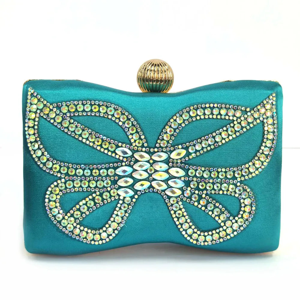 Elegant Green Bling Bow Pointed Toe Pumps for Women and Bags